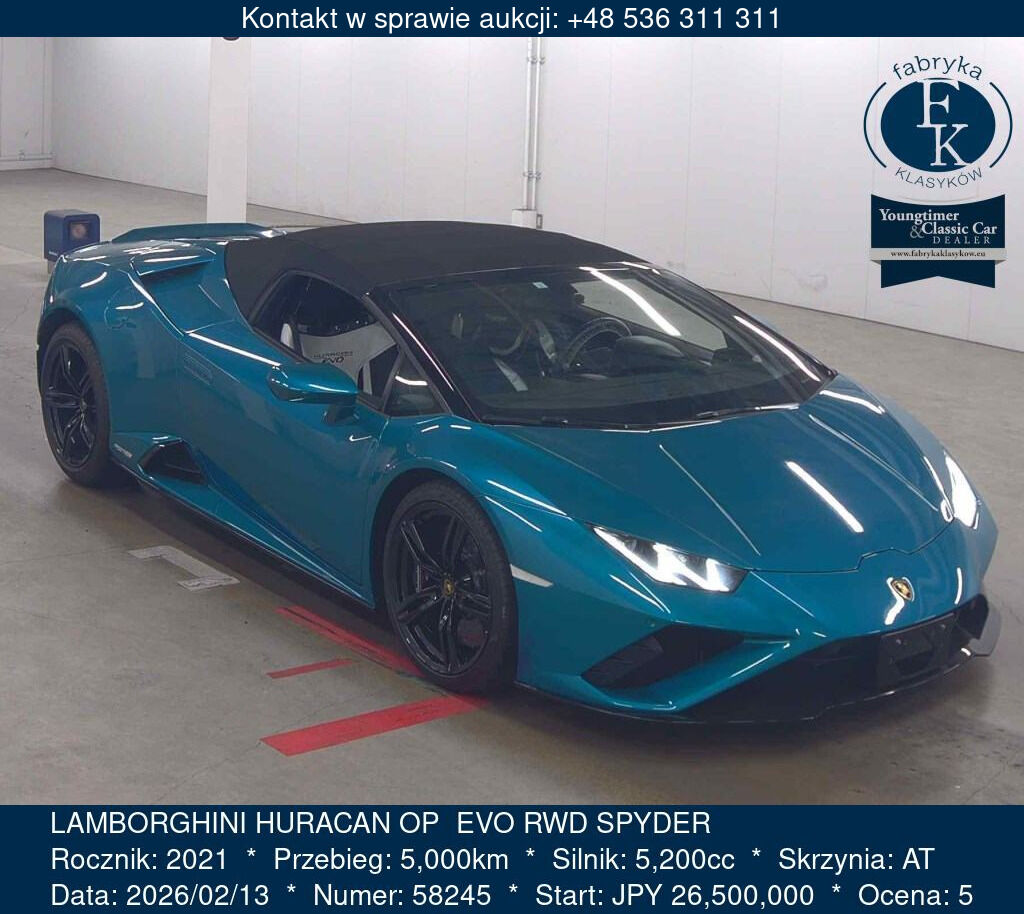 LAMBORGHINI HURACAN OP  EVO RWD SPYDER