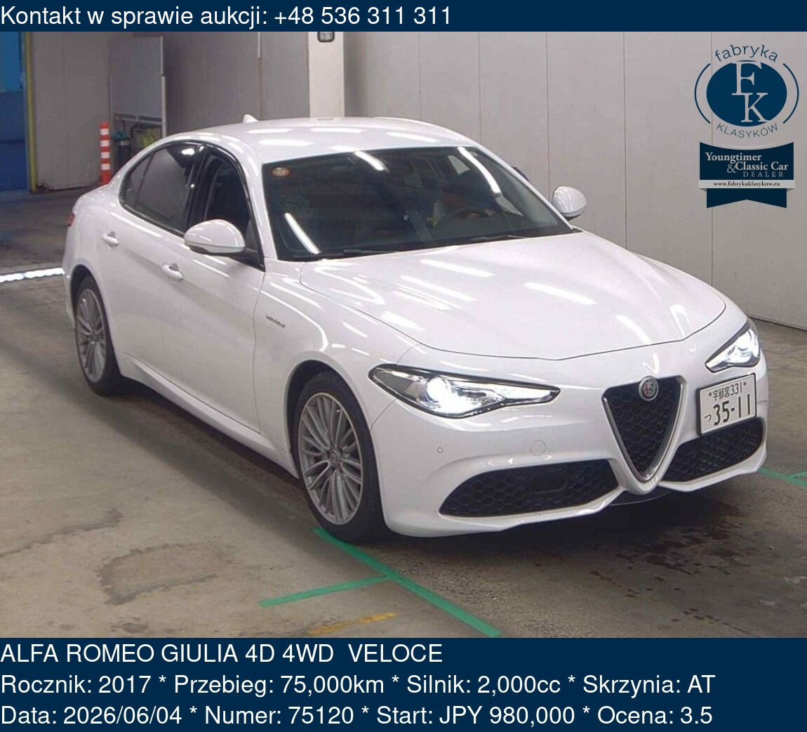 ALFA ROMEO GIULIA 4D 4WD  VELOCE