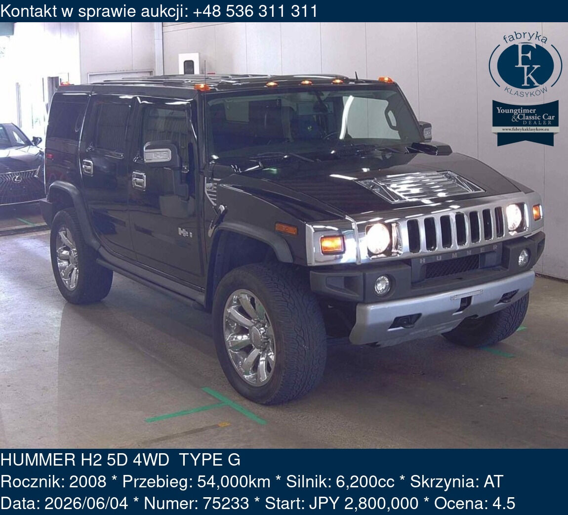 HUMMER H2 5D 4WD  TYPE G