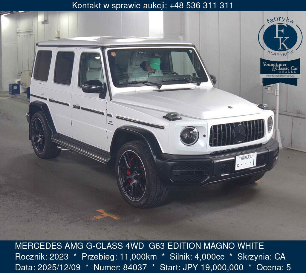 MERCEDES AMG G-CLASS 4WD  G63 EDITION MAGNO WHITE